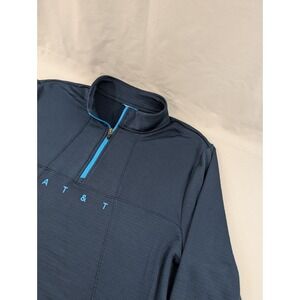 AT&T Quarter Zip Pullover Sweater Men's XL Gray Blue Grid Golf Casual Career